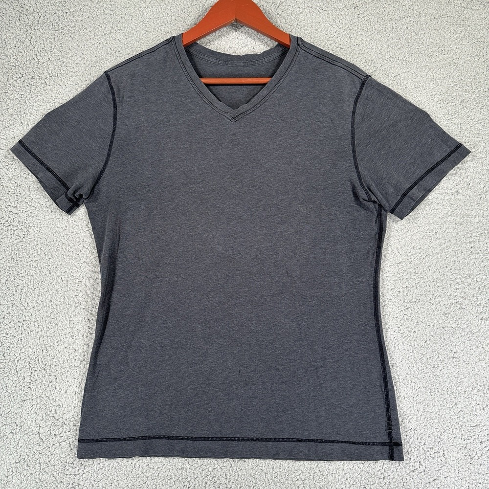 Lululemon‎ V Neck Short Sleeve Shirt Men's Size Small Dark Gray